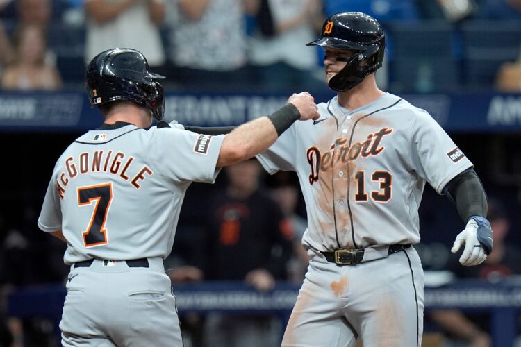 Tigers hit 5 home runs and hold off Rays 10-9 to halt skid behind Dingler, Carpenter and Greene